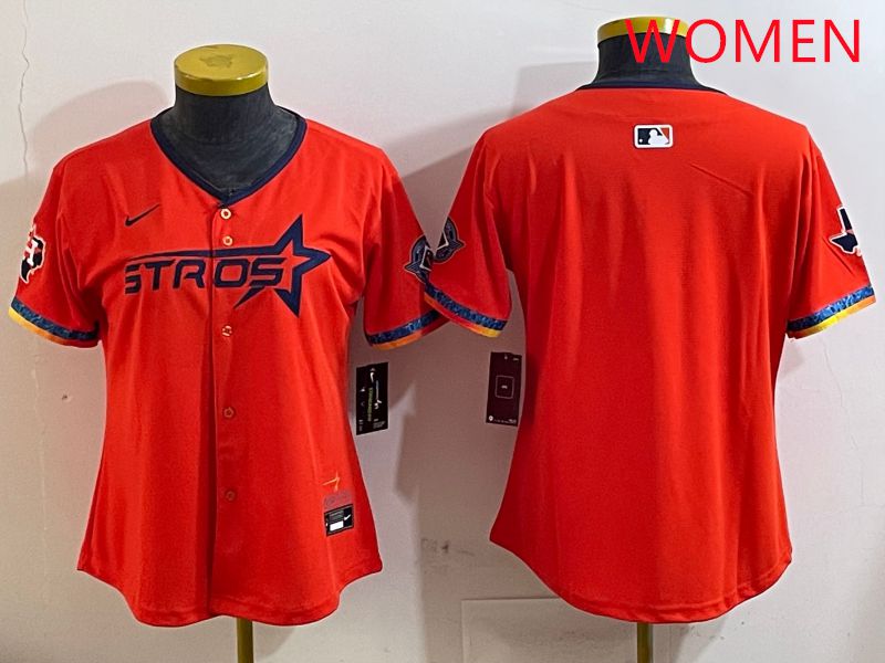 Women Houston Astros Blank Orange Fourth generation Joint Name 2025 Nike MLB Jersey style 1->women mlb jersey->Women Jersey